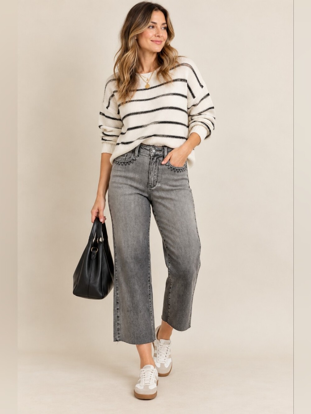 Judy Blue Women's Wide Leg Cropped Jeans Grey Ombre Embroidered Various NEW